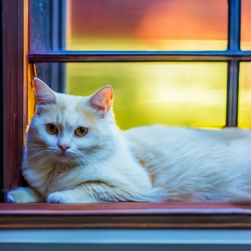 Playful White Cat FREE Stock Photo, cat,  white,  windowsill picture