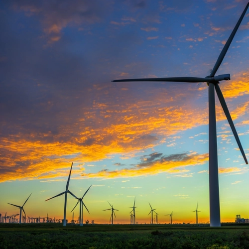 Wind Turbines at Sunset FREE Stock Photo, wind,  turbines,  sunset picture